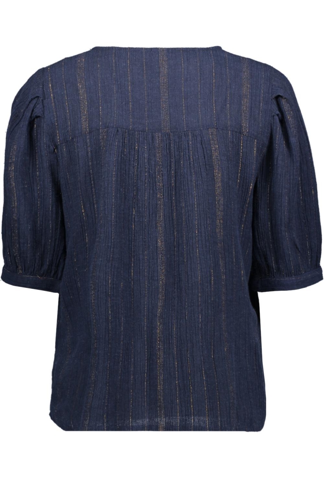 VMDAHLIA S/S V-NECK SHIRT WVN BTQ 10329115 Navy Blazer/Gold lurex